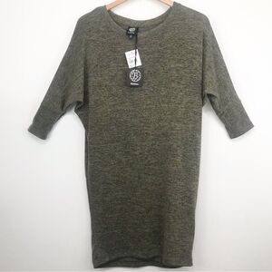 Babeau Olive Green Marled Knit Shimmer Tunic Dress NEW